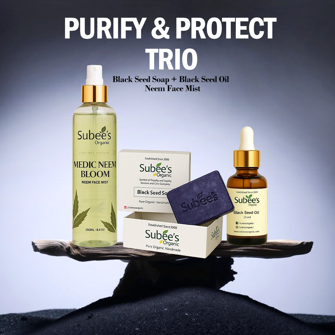 🖤 Purify & Protect Trio | Black Seed Oil + Black Seed Soap + Neem Face Mist